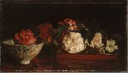 John La Farge, Flowers on a Japanese Tray on a Mahogany Table